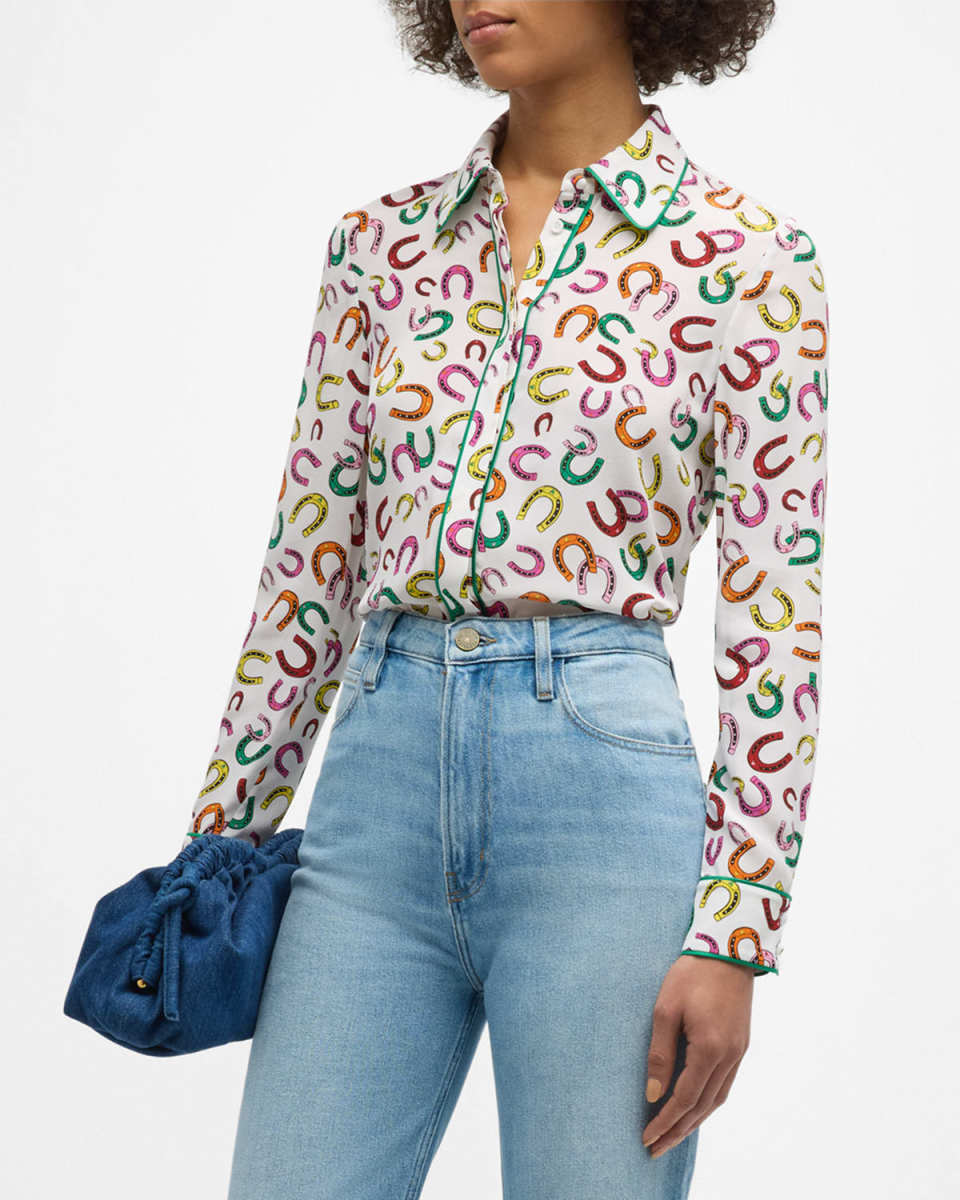 Lucky You Willa Placket Top with Piping